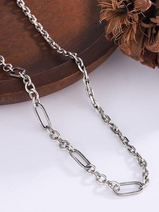 KDP-Silver 925 Sterling Silver Vintage Asymmetrical  Chain Necklace 3