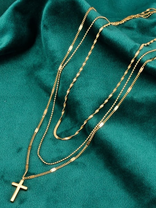 A TEEM Titanium Cross Minimalist Multi Strand Necklace 1