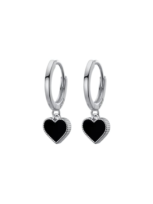 silver 925 Sterling Silver Acrylic Heart Minimalist Huggie Earring