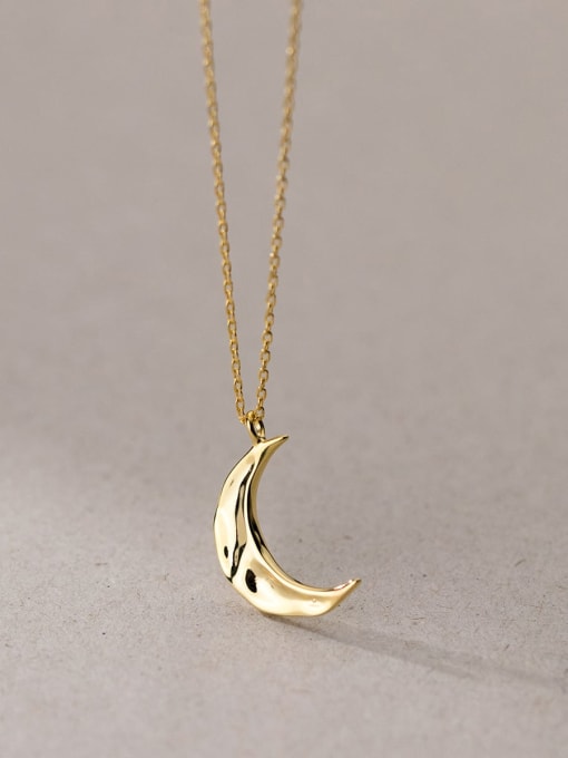 gold 925 Sterling Silver Moon Minimalist Necklace