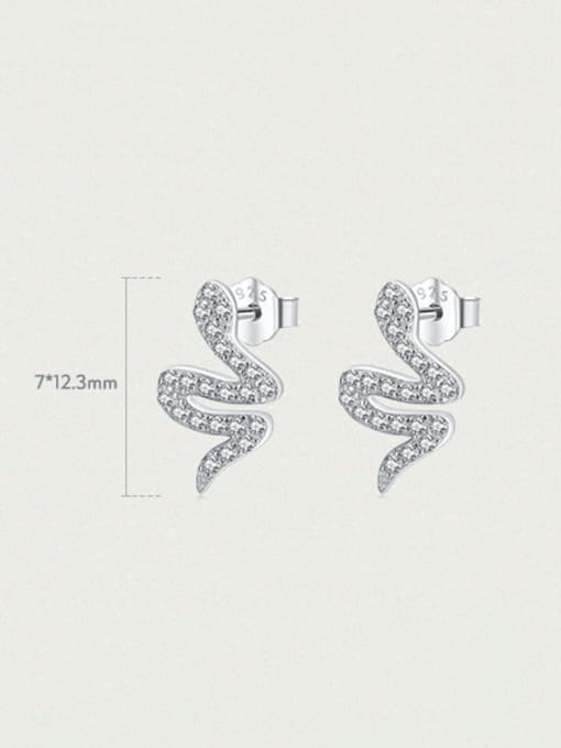 MODN 925 Sterling Silver Cubic Zirconia Snake Dainty Stud Earring 2