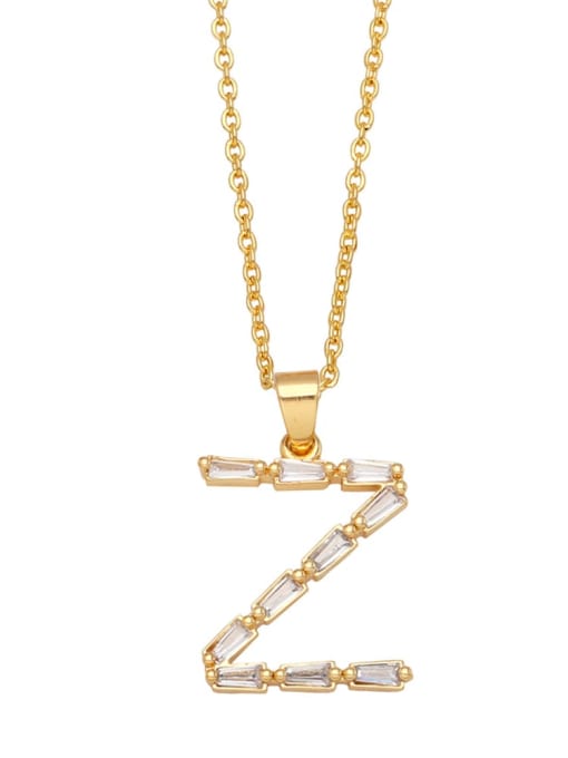 Z Brass Cubic Zirconia Letter Minimalist Necklace