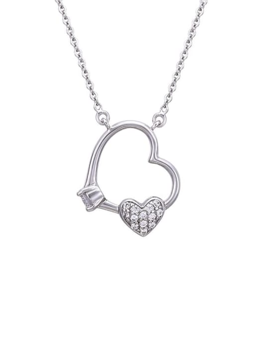 Section a Copper Alloy Cubic Zirconia Heart Dainty Necklace