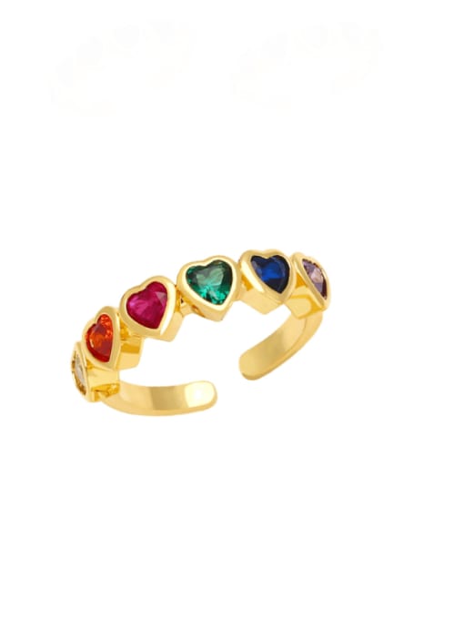 Mixed color Brass Cubic Zirconia Heart Minimalist Band Ring