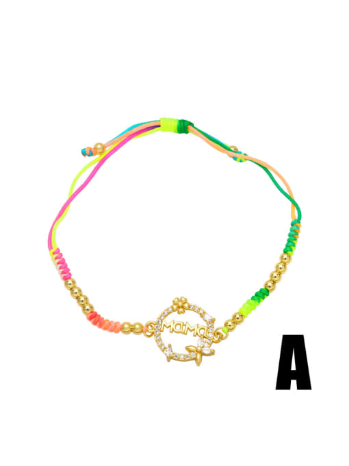 A Brass Cubic Zirconia Multi Color Weave Bohemia Adjustable Bracelet