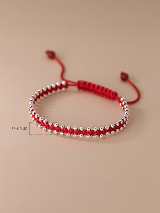 Rosh 925 Sterling Silver Bead Cotton Rope Ethnic Handmade Weave Bracelet 2