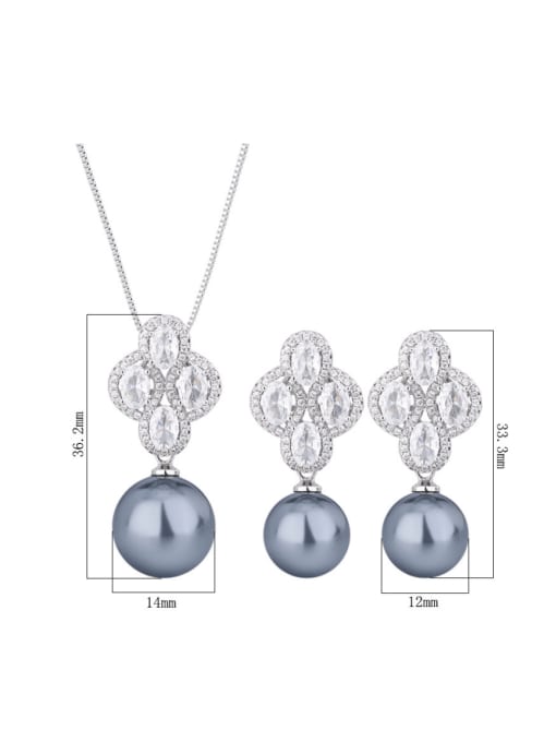 ROSS Brass Cubic Zirconia Luxury Clover Earring and = Set 2