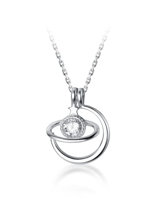 Rosh 925 Sterling Silver Cubic Zirconia Solitaire Planet Necklace 0