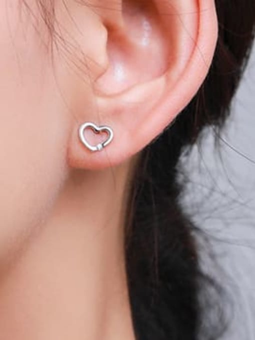 MODN 925 Sterling Silver Heart Minimalist Stud Earring 1