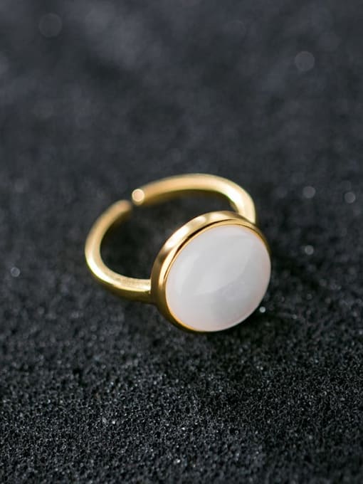 Rosh 925 Sterling Silver With Gold Plated Simple Round Free Size Ring
