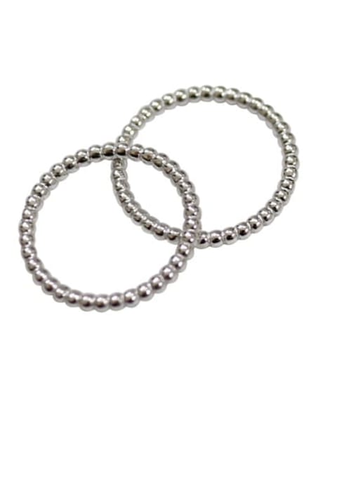 DAKA 925 Sterling Silver Bead White Round Minimalist Midi Ring 2