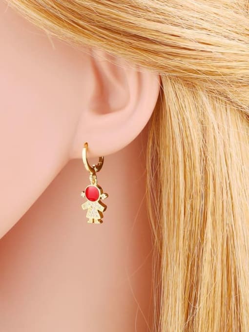 CC Brass Cubic Zirconia Girl Vintage Huggie Earring 1