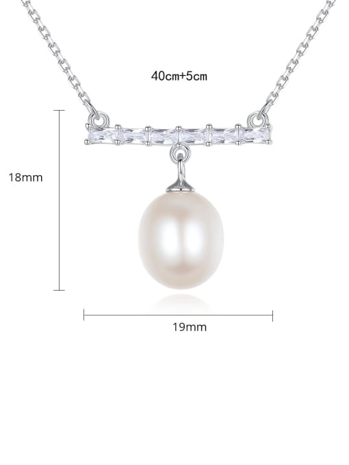 CCUI 925 Sterling Silver Freshwater Pearl Geometric Dainty Necklace 3