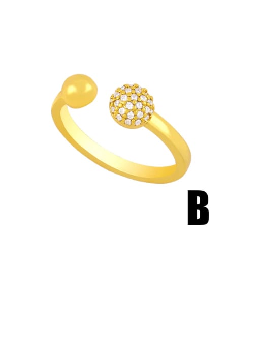 B Brass Cubic Zirconia Ball Minimalist Band Ring