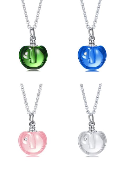 CONG Stainless steel Glass Stone Friut Minimalist Necklace 0