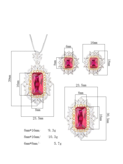 ROSS Brass Cubic Zirconia Luxury Geometric Earring Ring and Pednat Set 4