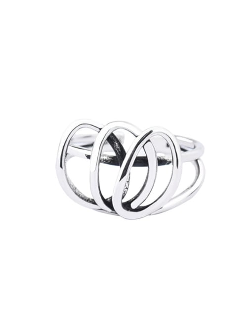 Three leaf retro ring 925 Sterling Silver Geometric Vintage Double circle Stackable Ring