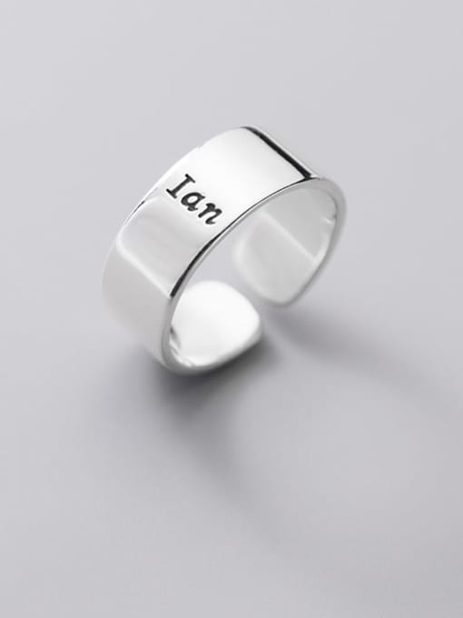 Rosh 925 Sterling Silver Letter Minimalist Band Ring 0