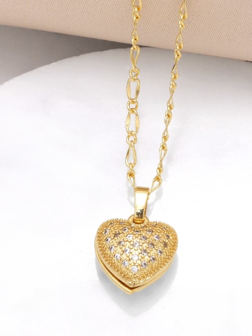 A Brass Cubic Zirconia Heart Minimalist Necklace