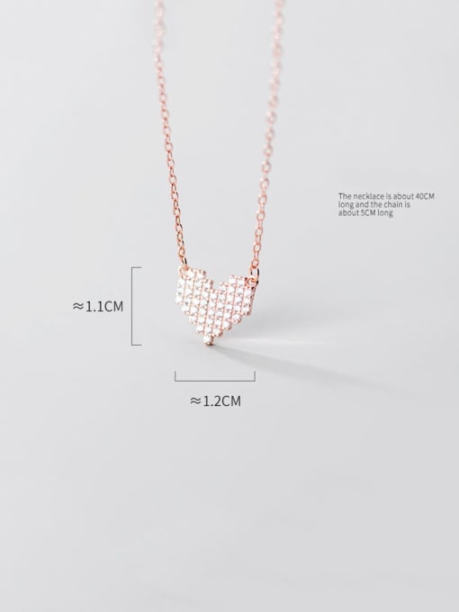Rosh 925 Sterling Silver  Simple fashion full diamond heart pendant necklace 3