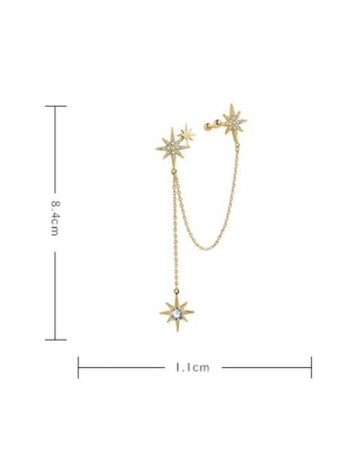 Luxu Brass Cubic Zirconia Star Trend Ear Chain Earring 4