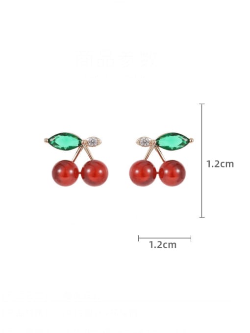 red Brass Enamel Friut Minimalist Stud Earring