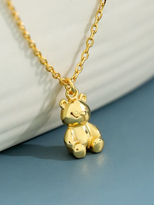 DAKA 925 Sterling Silver Smooth  Bear Cute  Pendant Necklace 4