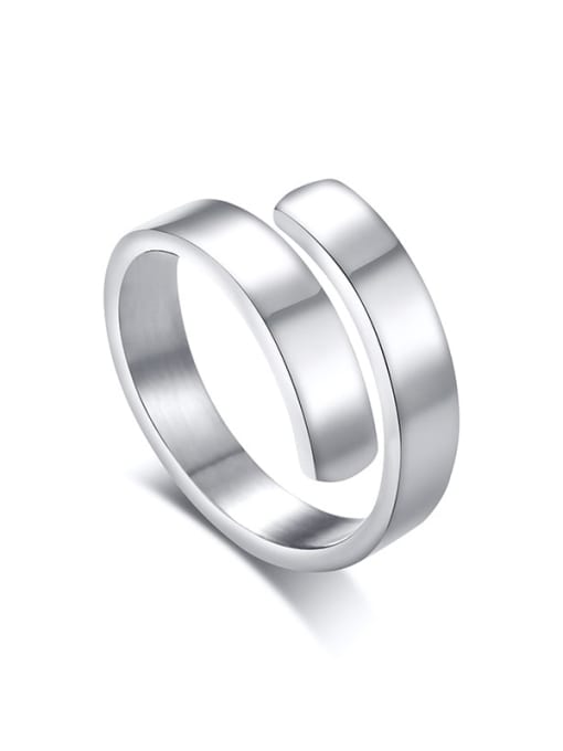 LI MUMU Stainless Steel Irregular Minimalist Free Size Band Ring 3