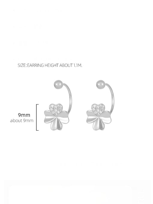 BeiFei Minimalism Silver 925 Sterling Silver Cubic Zirconia Flower Minimalist Drop Earring 2