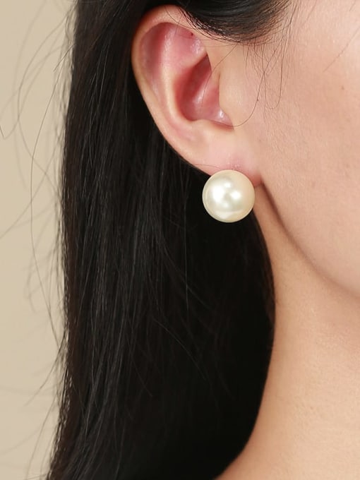 CONG Stainless steel Imitation Pearl Geometric Minimalist Stud Earring 1