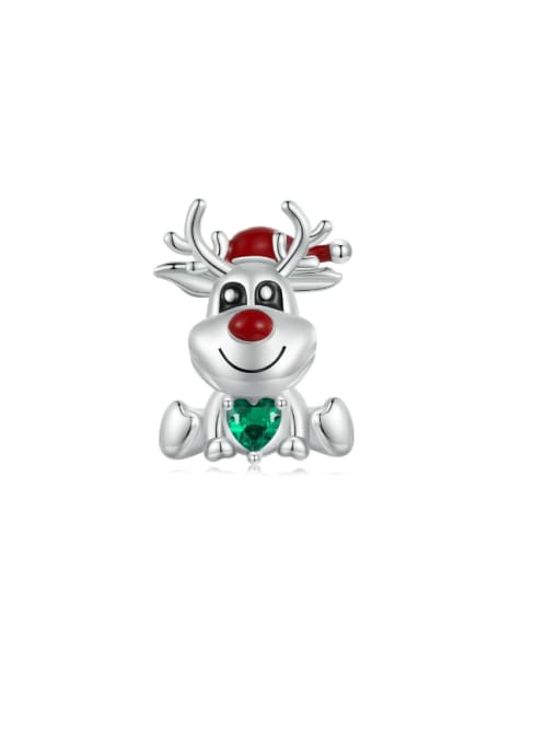 Jare 925 Sterling Silver Enamel Trend Christmas Elk DIY Pendant 0
