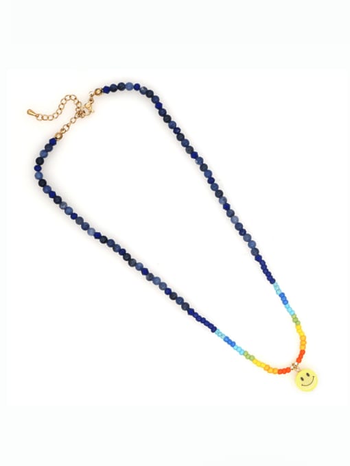 B N210001A Miyuki Millet Bead Multi Color Smiley Bohemia Beaded Necklace