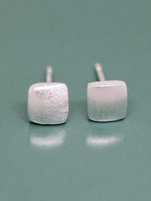 Rosh 925 Sterling Silver Minimalis Smooth Square t Stud Earring 2
