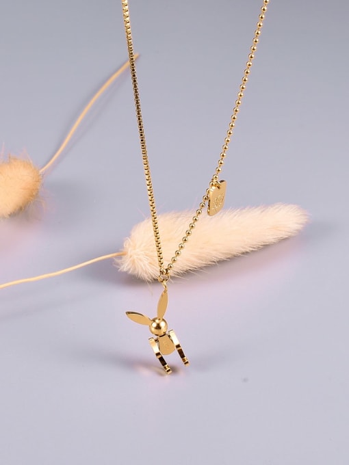 A TEEM Titanium Irregular Minimalist rabbit pendant Necklace