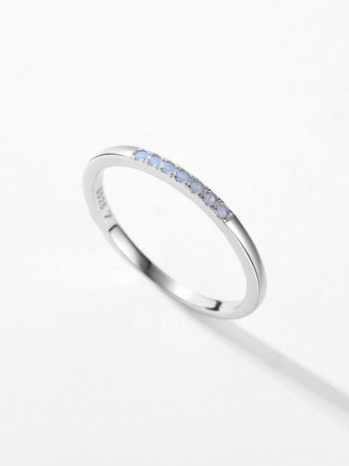MODN 925 Sterling Silver Rhinestone Geometric Minimalist Band Ring