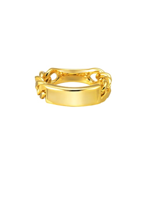 US 6 Golden Brass Geometric Minimalist Band Ring