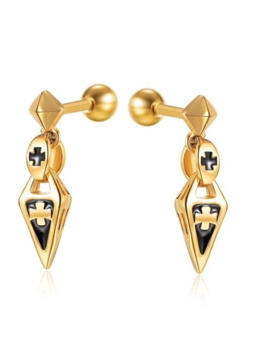 757 gold plated earrings Stainless steel Cross Minimalist Drop Earring
