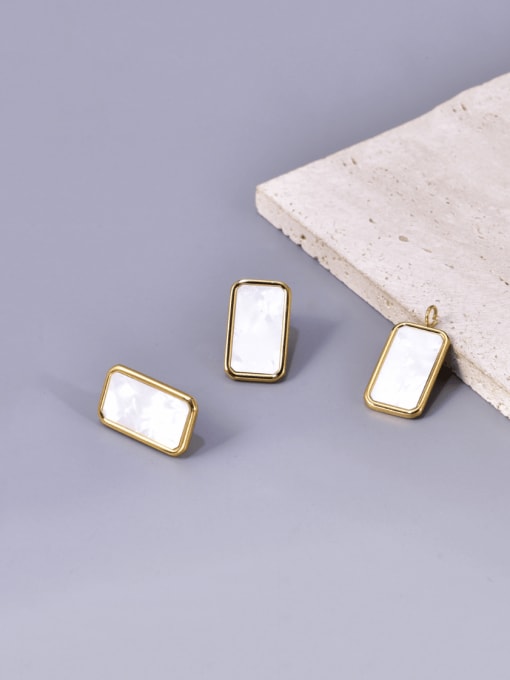 A TEEM Titanium Steel Shell Rectangle Minimalist Stud Earring 0