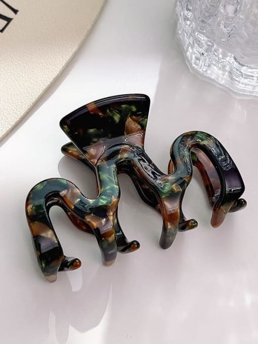 Dark green coffee 6cm Cellulose Acetate Trend Irregular Alloy Multi Color Jaw Hair Claw