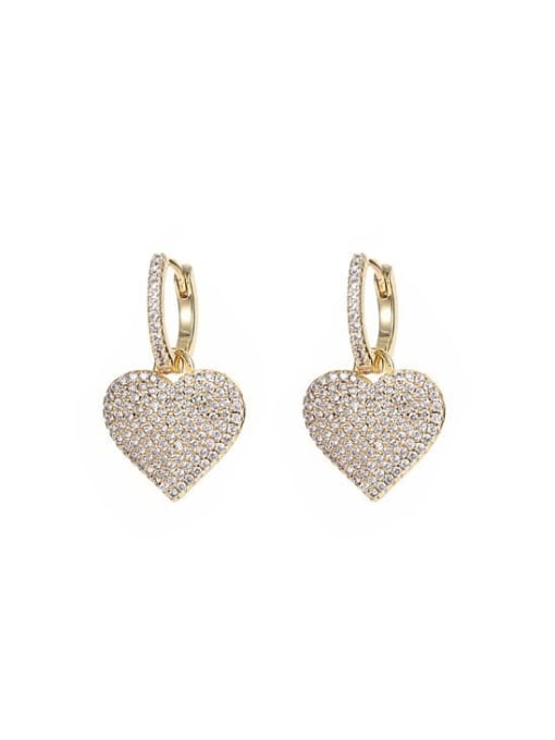 White zirconium gold Brass Cubic Zirconia Heart Dainty Huggie Earring