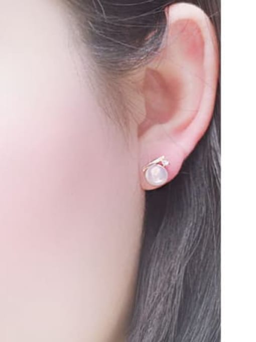 RAIN Brass Freshwater Pearl Round Minimalist Stud Earring 1