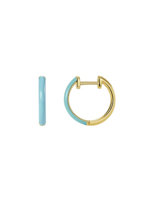 Gold Oil Ear Ring Brass Enamel Geometric Minimalist Hoop Earring