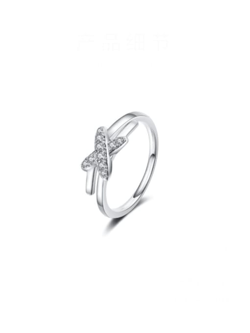 MOISS 925 Sterling Silver Moissanite Cross Dainty Stackable Ring 2