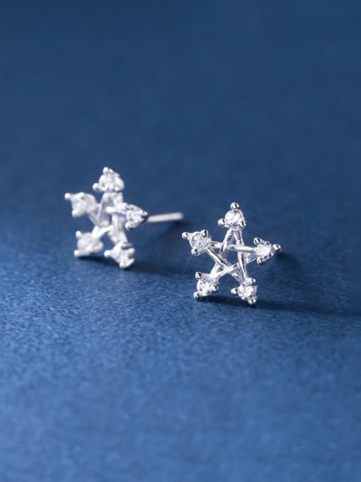 Rosh 925 Sterling Silver Cubic Zirconia Star Minimalist Stud Earring 0