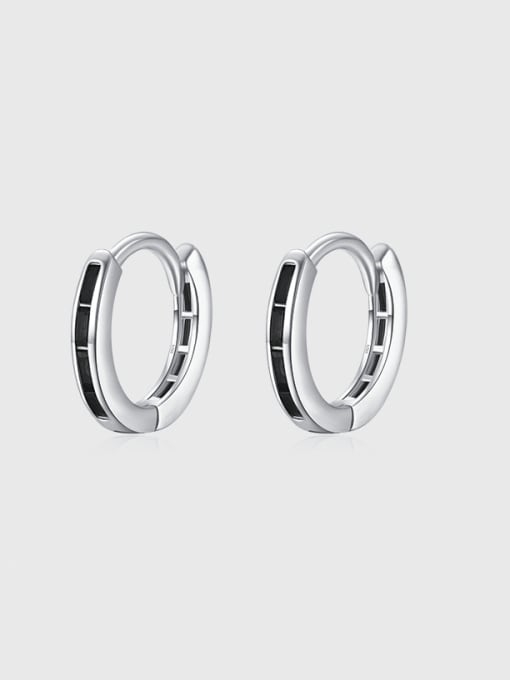 MODN 925 Sterling Silver Cubic Zirconia Geometric Minimalist Huggie Earring 0
