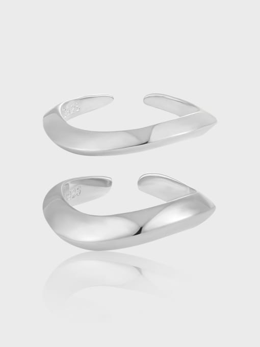 DAKA 925 Sterling Silver Irregular Minimalist Band Ring 2