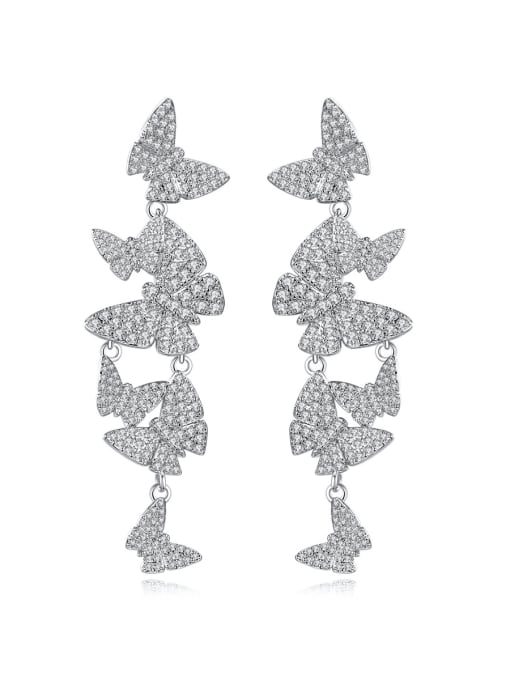 BLING SU Brass Cubic Zirconia Butterfly Luxury Cluster Earring