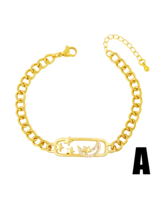 CC Brass Cubic Zirconia Star Hip Hop Link Bracelet