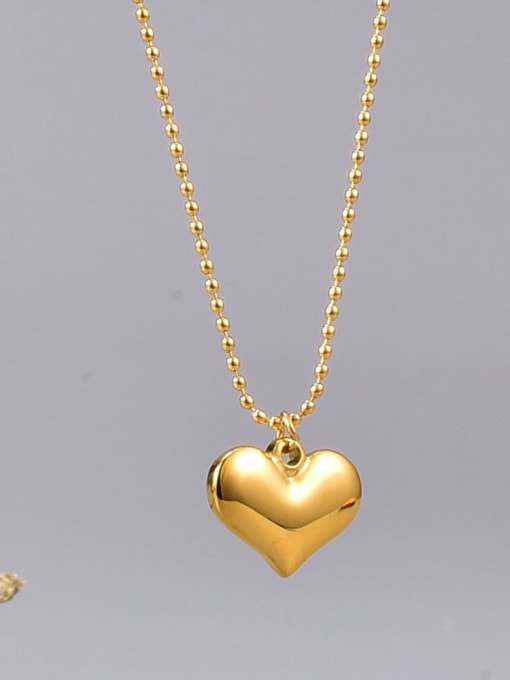 A TEEM Titanium Steel Heart Minimalist Long Strand Necklace 0