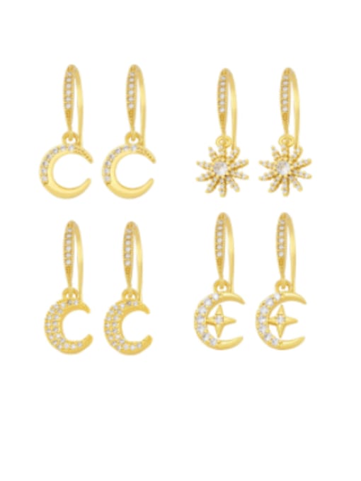 CC Brass Cubic Zirconia Star Minimalist Huggie Earring